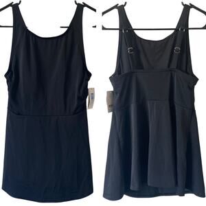 NEW LAND'S END Adjustable Flutter Tankini Top Size Small Black Sporty Modest